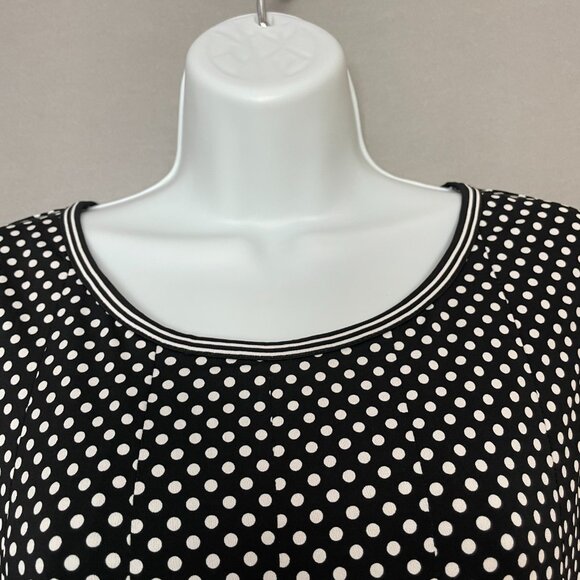 Max Studio Dress Polka Dot Black White Fit and Flare Sleeveless Sz Small A-Line - Picture 13 of 13